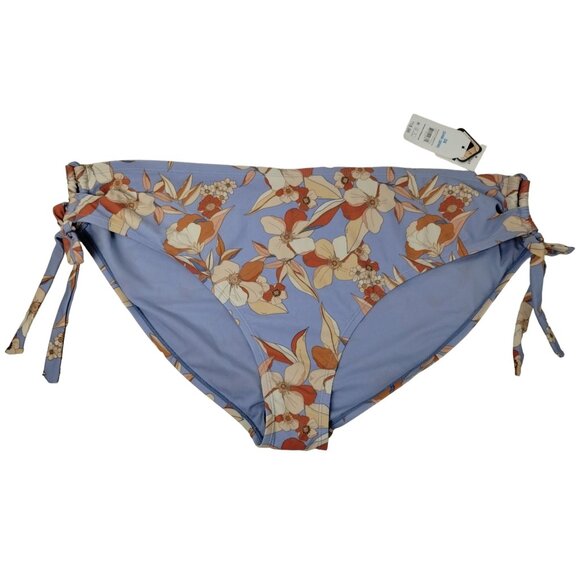 Time and Tru Womens 3XL Dusty Blue Vintage Petal Mid Rise Side Tie Bikini Bottom - Picture 1 of 6